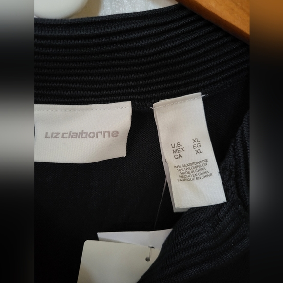 NWT Liz Claiborne Navy Blue Button Up Sweater Long Sleeve Shirt Sz XL - Picture 4 of 4